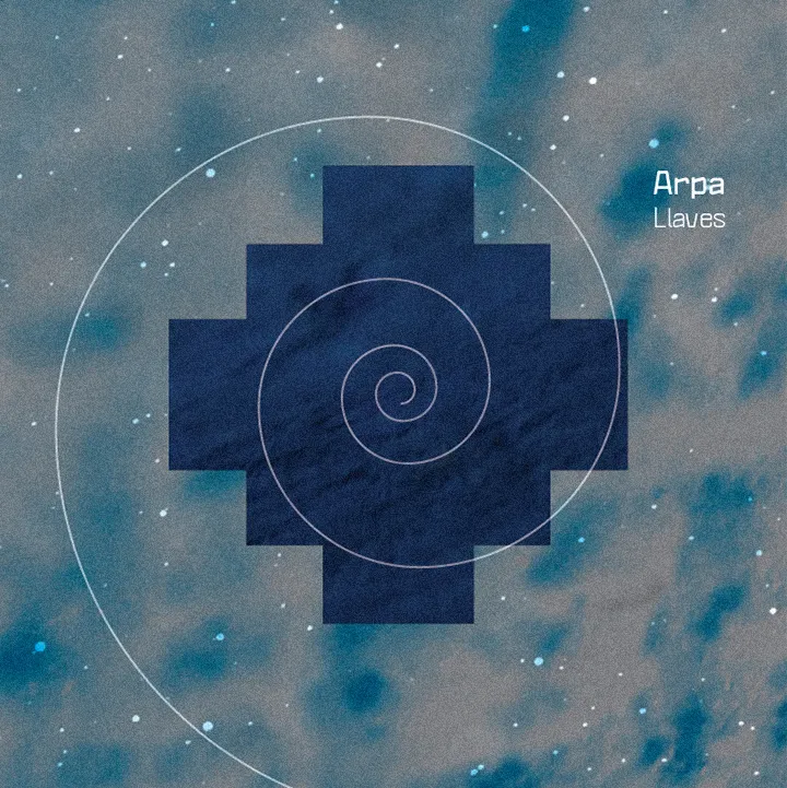 Illustration for Llaves by Arpa, featuring a prominent blue cross at the center against a contrasting background.