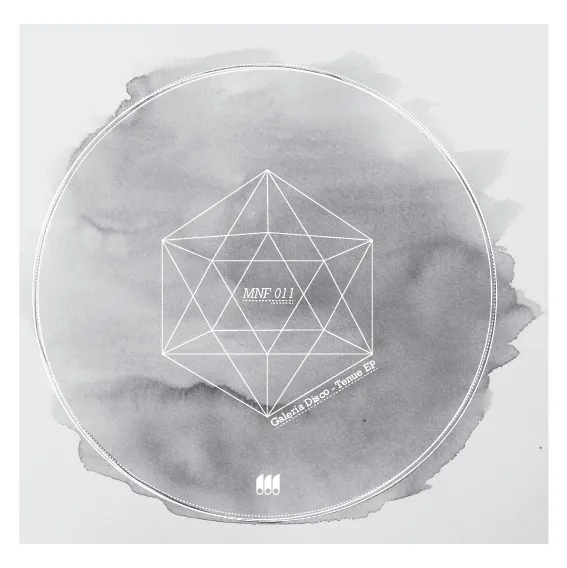 Illustration for Tenue EP by Galeria Disco, featuring a prominent geometric shape in the center against a solid background.