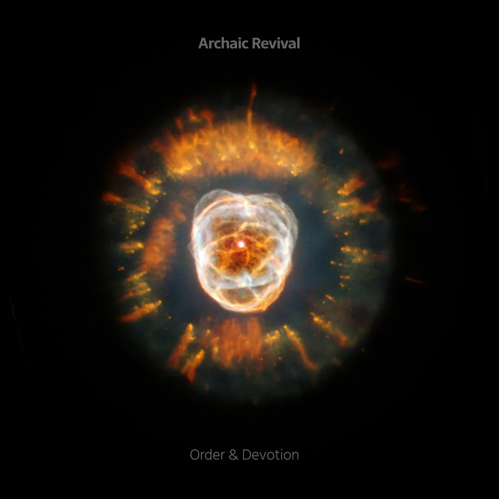 Illustration for Order & Devotion by Archaic Revival, featuring vibrant colors and abstract design elements.