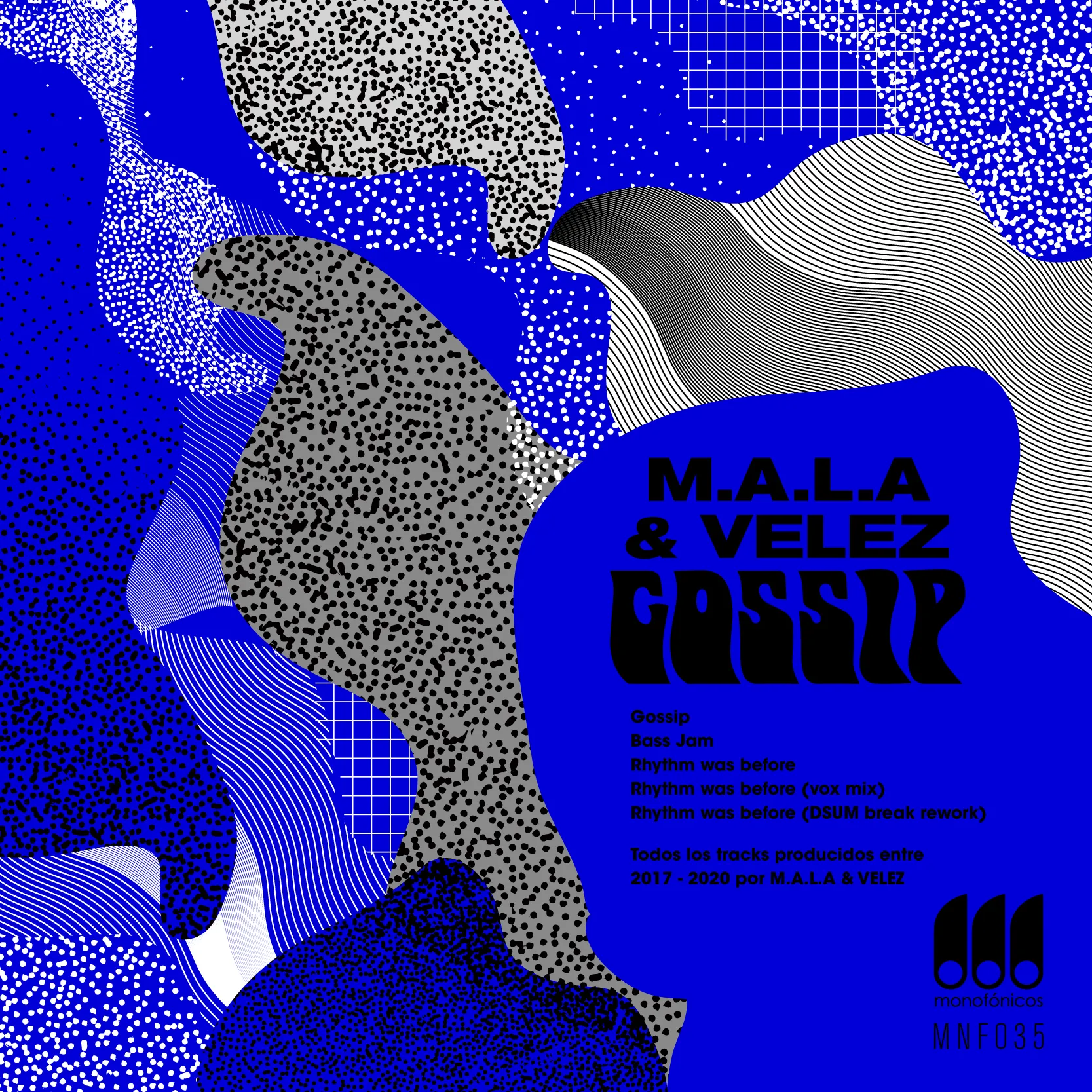 Illustration for Gossip by MALA, featuring abstract designs and vibrant colors.