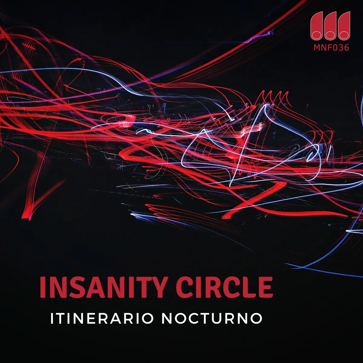 Illustration for Itinerario Nocturno by Insanity Circle, featuring vibrant colors and abstract musical elements.