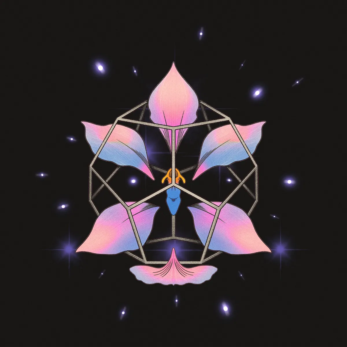 Illustration for Strepto Sonaris by Cyanea, featuring a prominent blue cross at the center against a contrasting background.